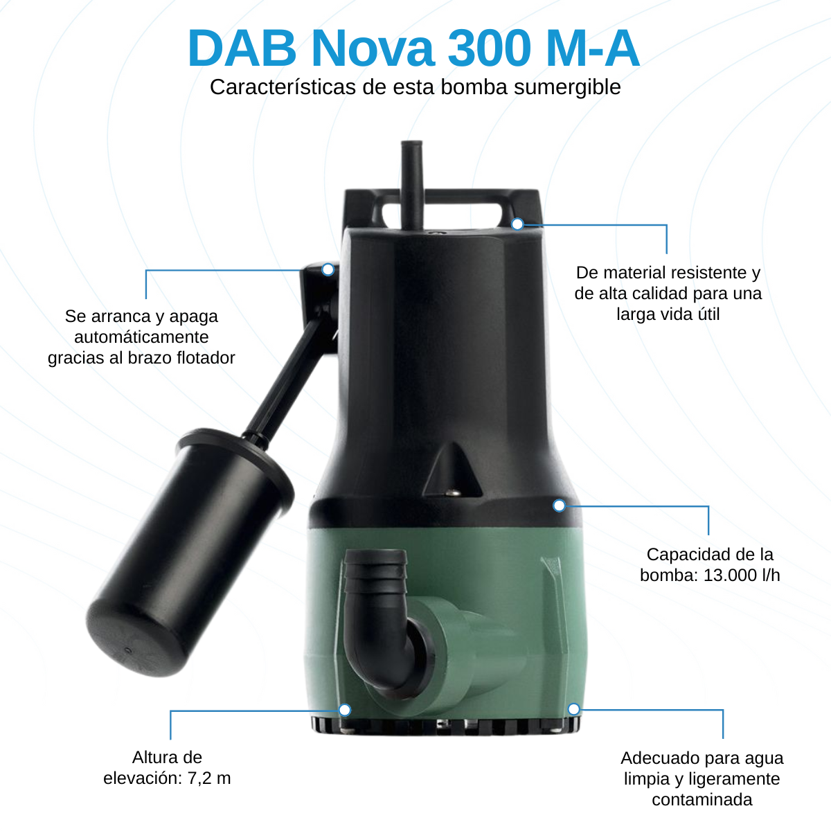 Bomba sumergible DAB Nova 300 M-A - 350 W | 13 m³/h | Monofásico 230 V