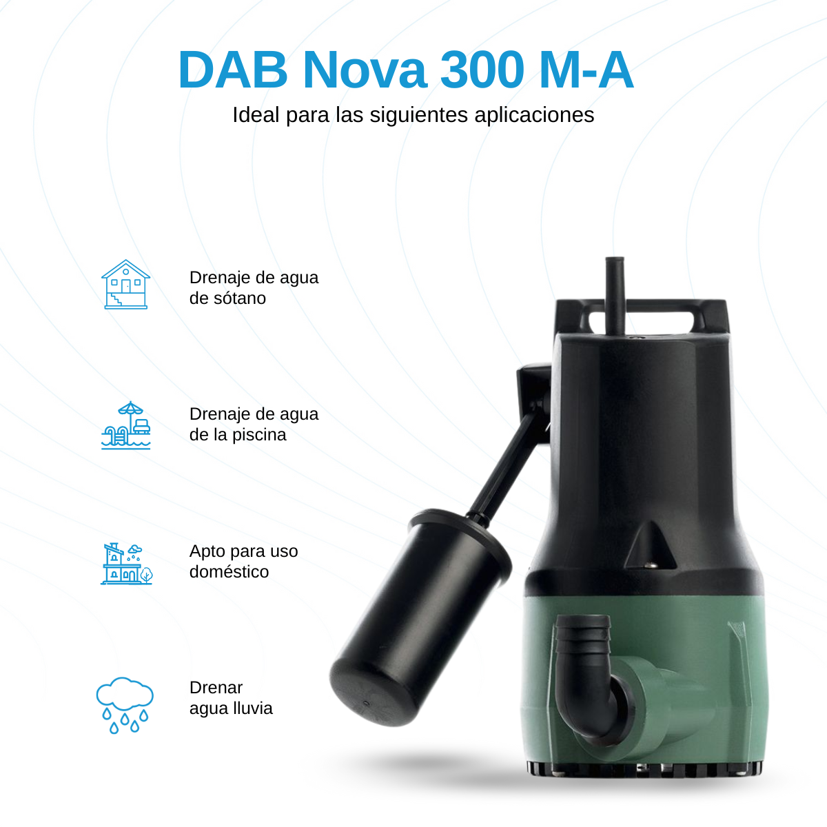 Bomba sumergible DAB Nova 300 M-A - 350 W | 13 m³/h | Monofásico 230 V